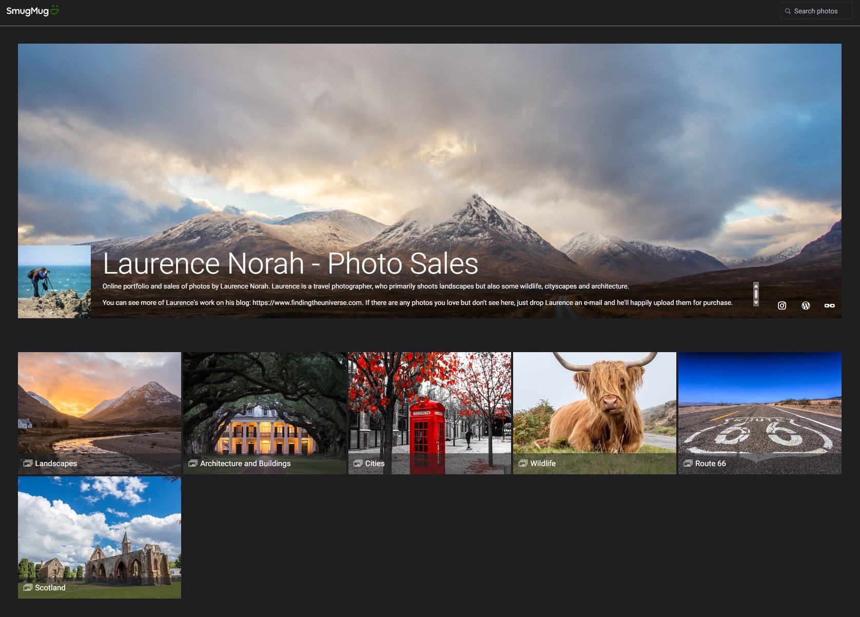 SmugMug portfolio screenshot