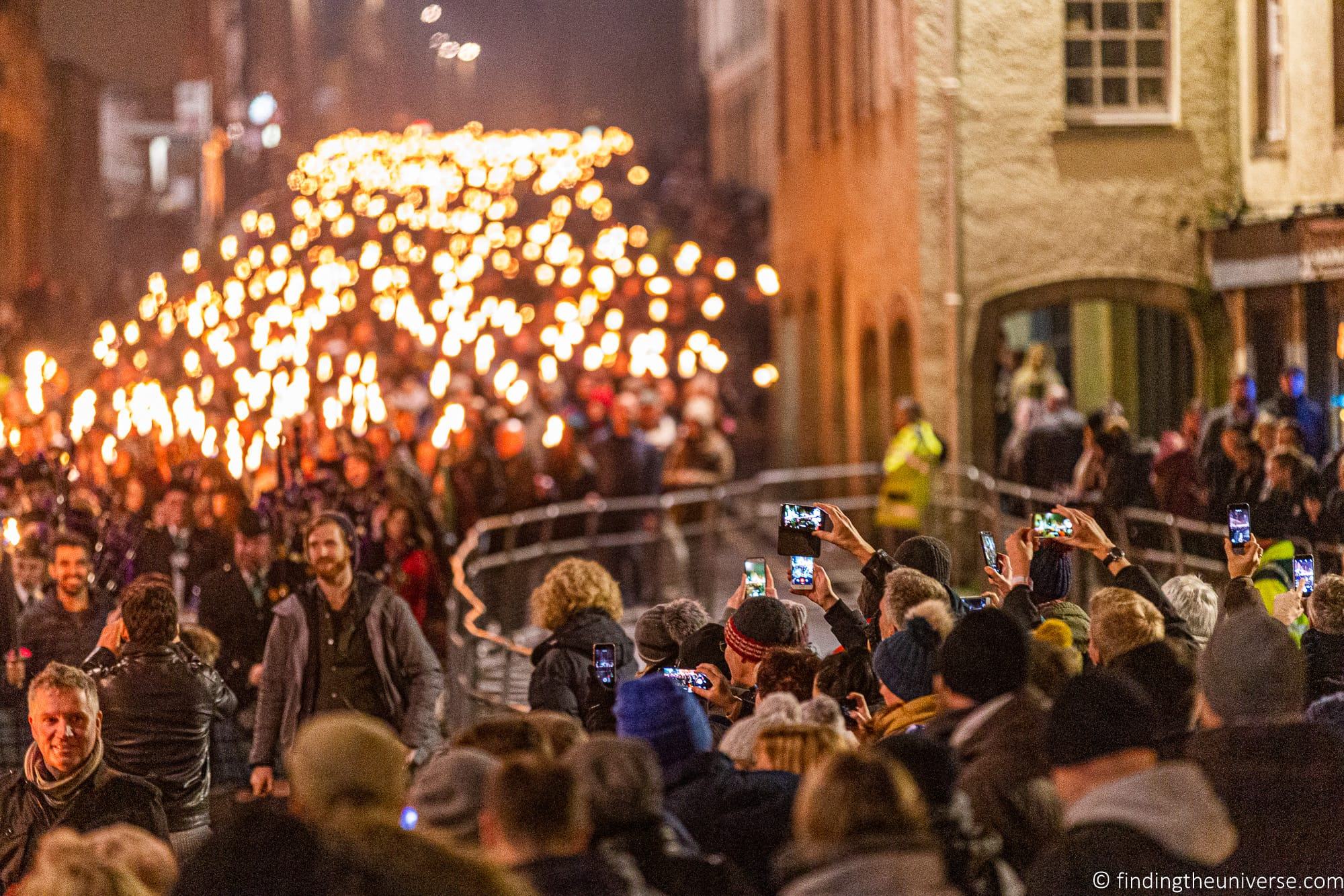 Torchlight parade bokeh