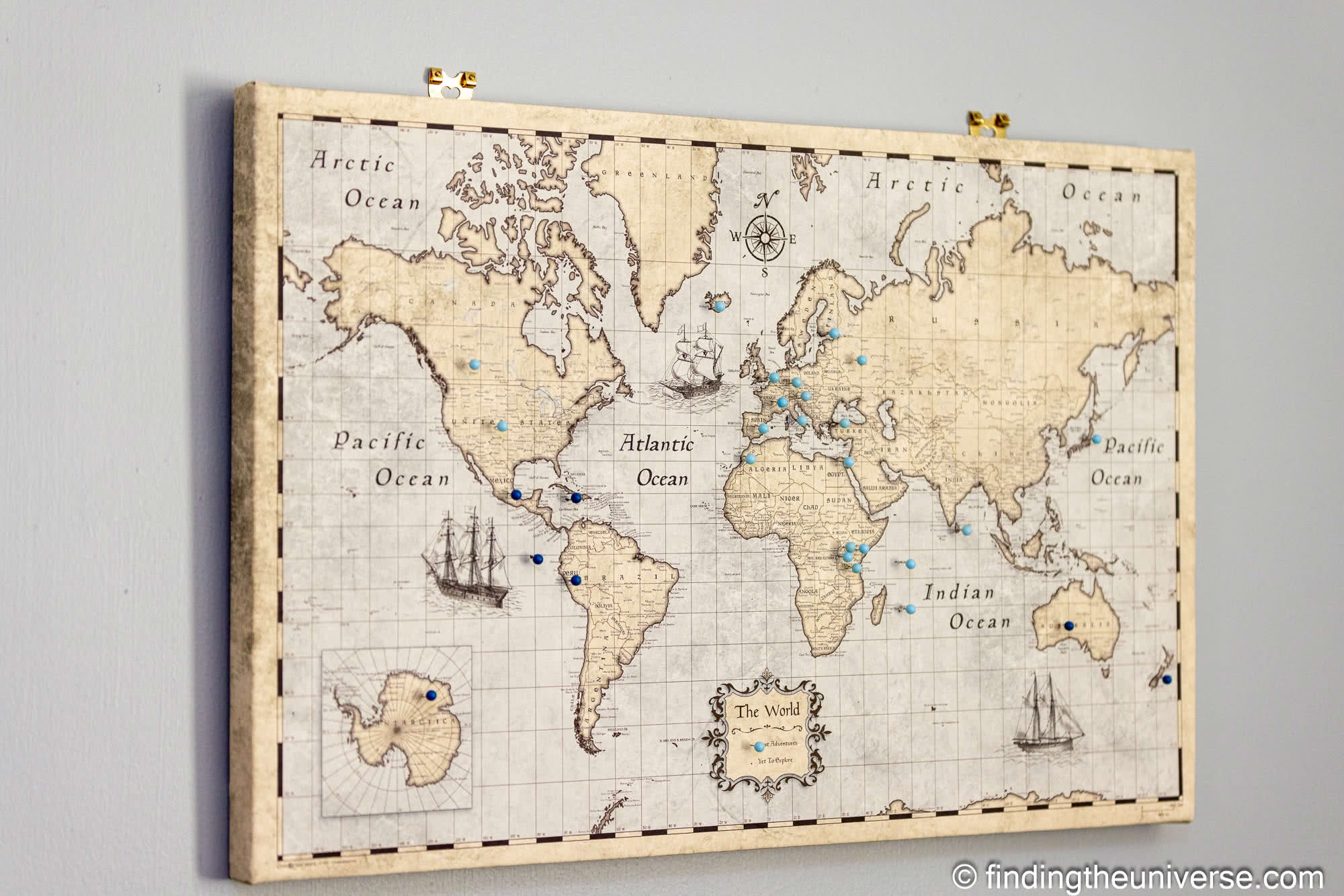 World Map pin board by Laurence Norah